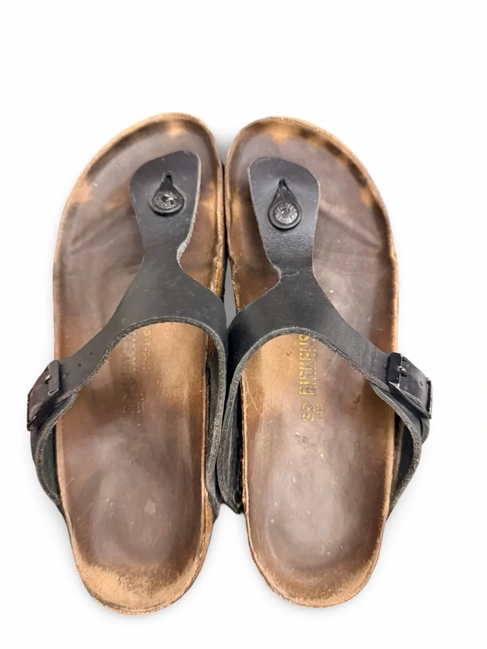 Birkenstock Gizeh Black Leather Thong Sandal Size 39